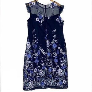 Lane Bryant Black and Blue Floral Midi Dress